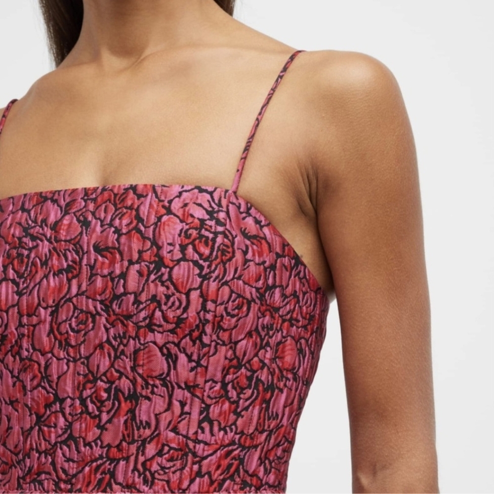 Alice + Olivia Party Dress Jamila Pink Floral Jaquard Mini Size 8 Sexy NEW $465 - Picture 6 of 15